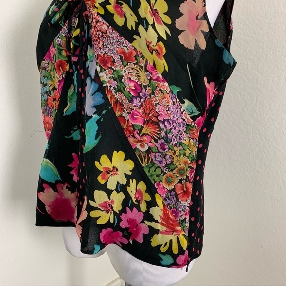 Spenser Jeremy Multicolor 100% Silk Top Women’s L Patchwork Funky Colorful Art - Picture 6 of 15